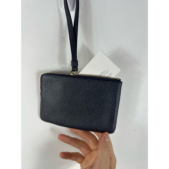 Coach Mini Card Holder Wristlet New w Inserts Navy Blue Leather - Picture 3 of 9
